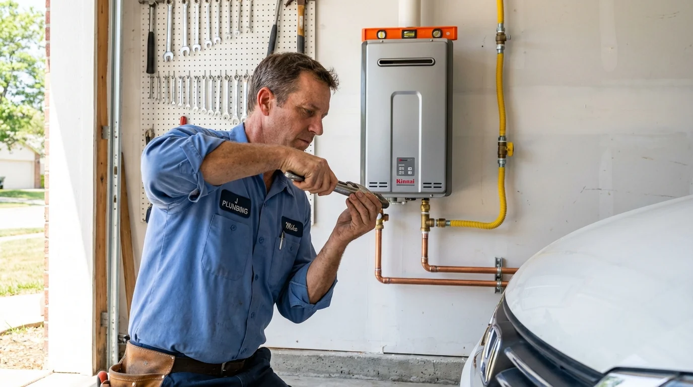 Tankless water heater installation by a Johns Plumbing LLC plumber in Roscoe